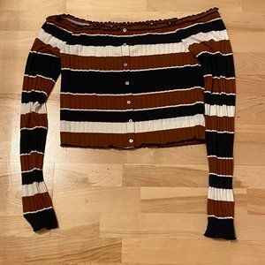 cropped/striped off the shoulder top